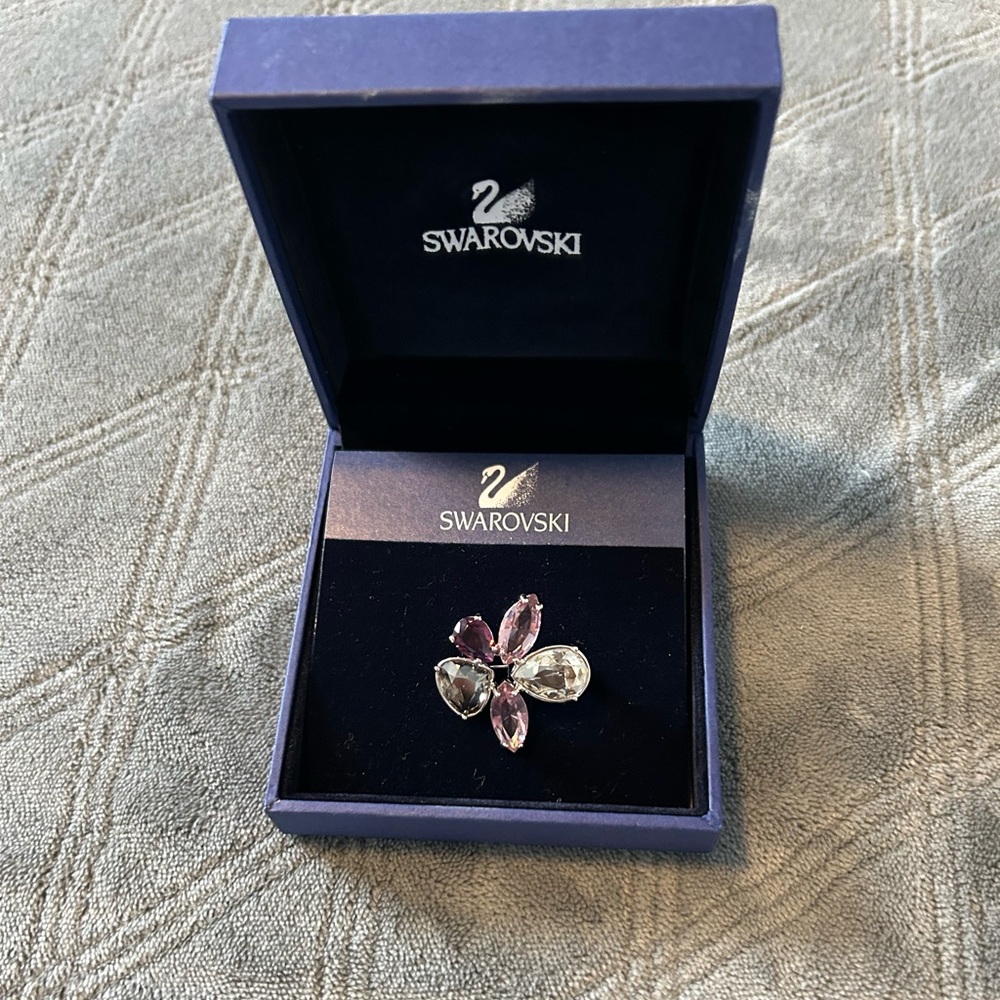 Swarovski Crystal Pin - Silver with Purple Crystals